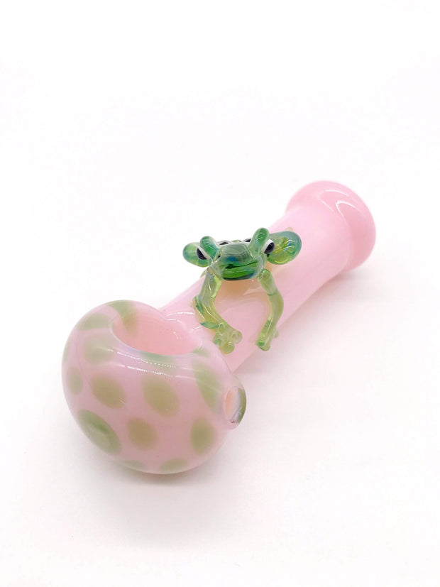 Smoke Station Hand Pipe Pink Hand-Blown American Froggie Spoon Hand Pipe