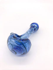 Smoke Station Hand Pipe Hand-Blown American Spoon with Line Work Hand Pipe