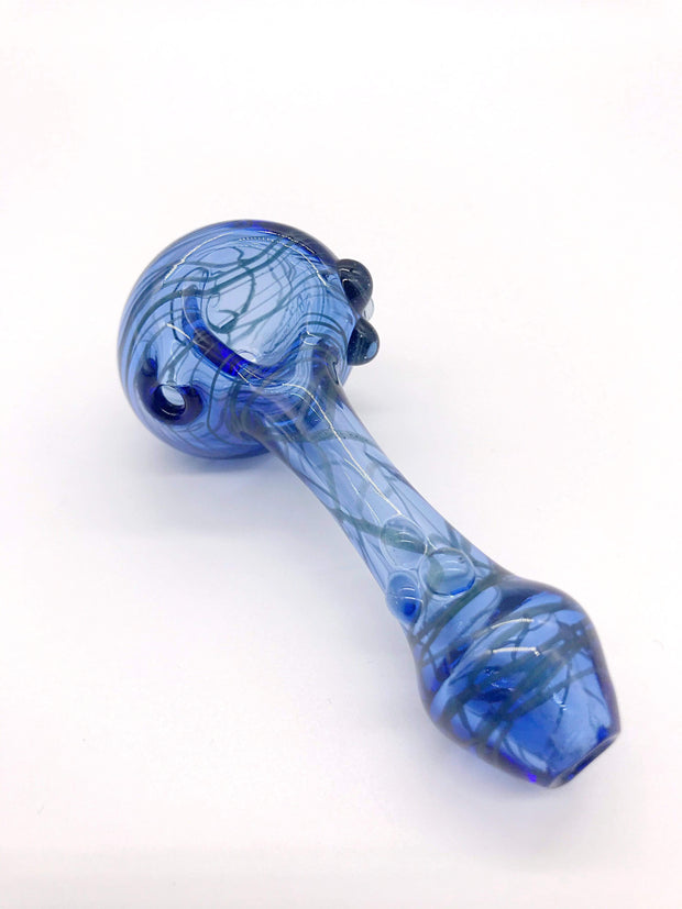 Smoke Station Hand Pipe Hand-Blown American Spoon with Line Work Hand Pipe