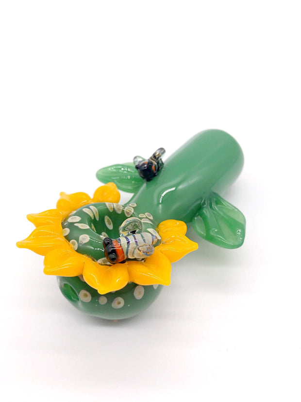 Glass Tobacco Daisy Bee Pipe, Glass Smoking Pipe, Hand Blown Pipe