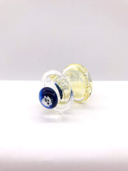 Smoke Station Carb Cap Blue-Clear Hand-Blown Fumed Carb Cap with Millie