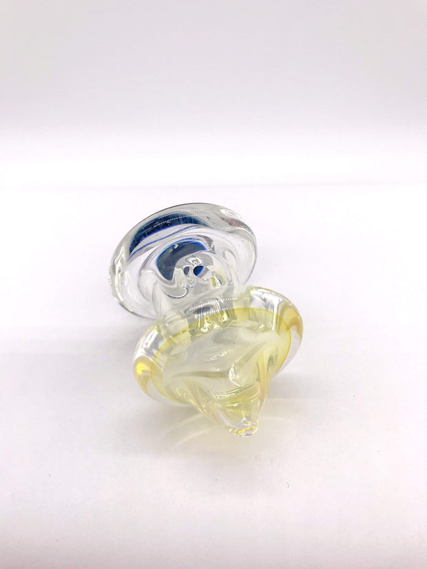 Smoke Station Carb Cap Blue-Clear Hand-Blown Fumed Carb Cap with Millie