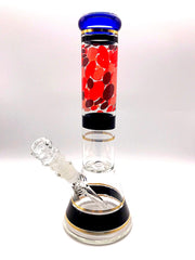Smoke Station Water Pipe Blue-Red Heady Beaker with Ice Catch