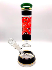 Smoke Station Water Pipe Green-Red Heady Beaker with Ice Catch