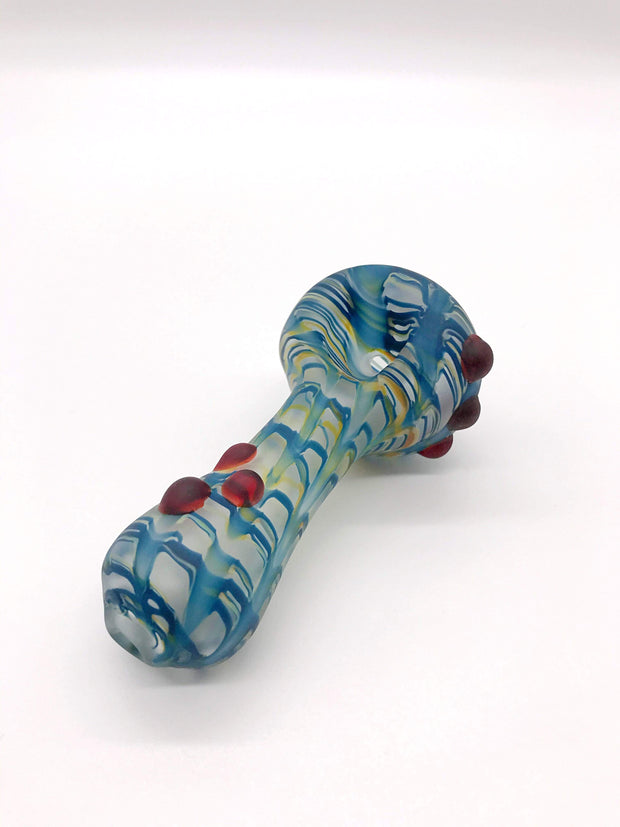 Smoke Station Hand Pipe Heady Frosted Hand-Blown American Borosilicate Spoon with Linework Hand Pipe