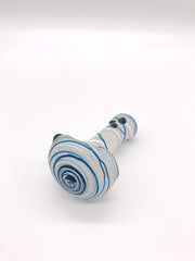 Smoke Station Hand Pipe Blue-Serenity Heady Frosted Hand-Blown American Borosilicate Spoon with Linework Hand Pipe