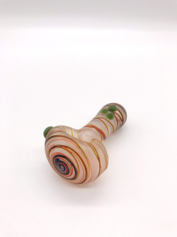 Smoke Station Hand Pipe Green-Grass Heady Frosted Hand-Blown American Borosilicate Spoon with Linework Hand Pipe