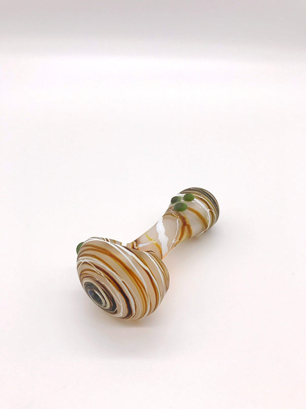 Smoke Station Hand Pipe Green-Tundra Heady Frosted Hand-Blown American Borosilicate Spoon with Linework Hand Pipe