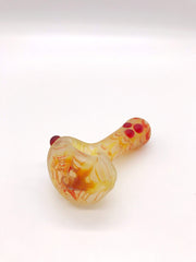Smoke Station Hand Pipe Orange-SpiderWeb Heady Frosted Hand-Blown American Borosilicate Spoon with Linework Hand Pipe