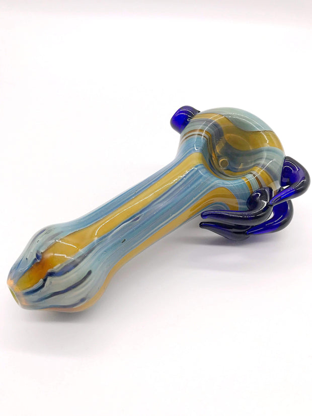 Smoke Station Hand Pipe Heady Spoon with Blue Thorns