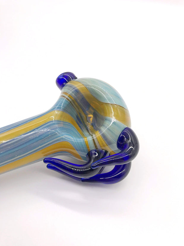 Smoke Station Hand Pipe Heady Spoon with Blue Thorns