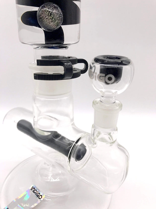 Smoke Station Water Pipe Indigo Glass Thick American Inline Perc Tube with Glycerin Coil