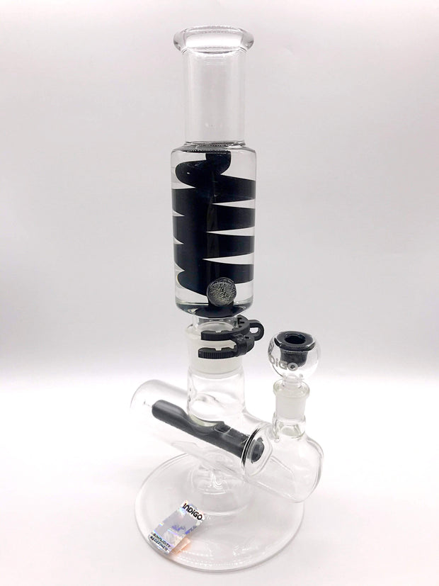 Smoke Station Water Pipe Indigo Glass Thick American Inline Perc Tube with Glycerin Coil