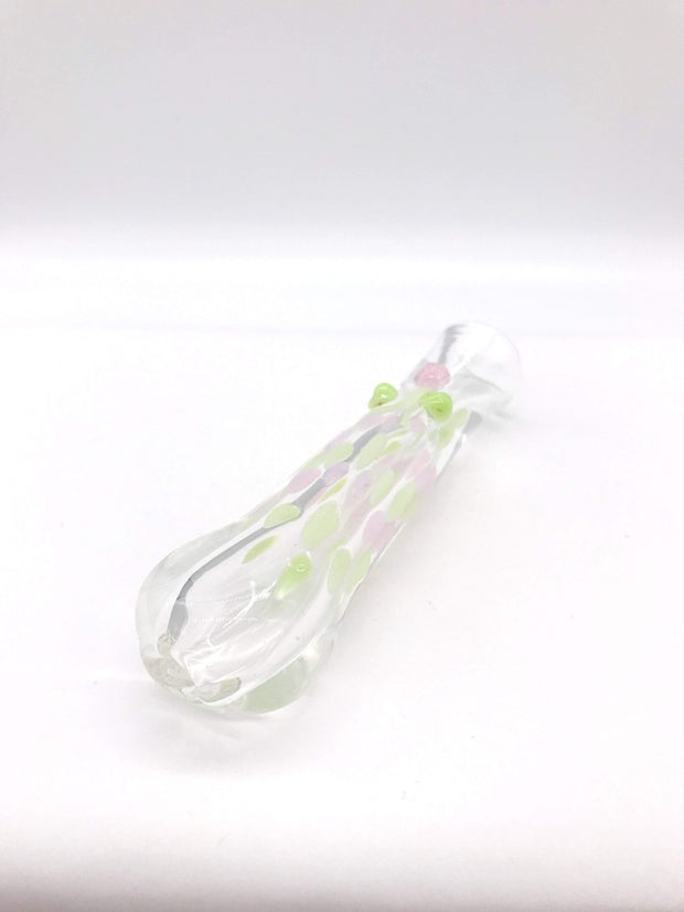 Smoke Station Hand Pipe Pink Inside out chillum with colorful specs.