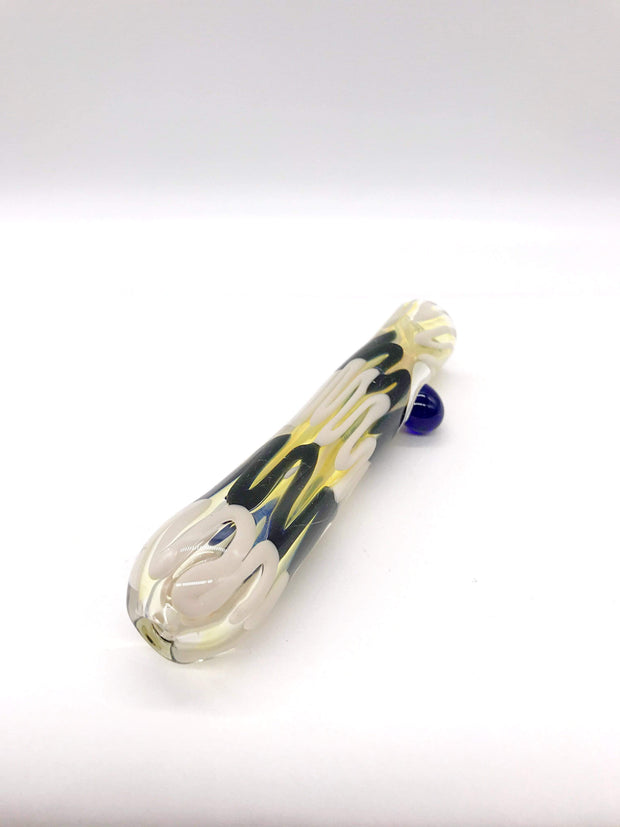 Smoke Station Hand Pipe White Inside Out Colorful Chillum