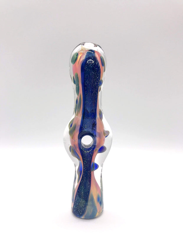 Smoke Station Hand Pipe Pink-Blue-Dichro Inside out gold fumed donut spoon