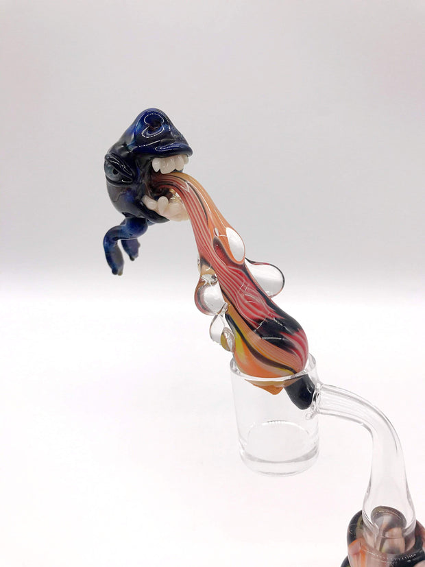 Smoke Station Water Pipe Jahni Glass Collab Original Spitter with Matching Carb Cap