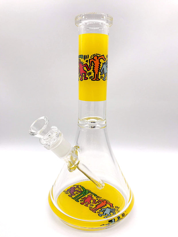 Smoke Station Water Pipe Yellow Keith Haring 9mm Thick Water Pipe