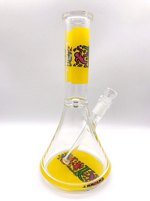 Smoke Station Water Pipe Yellow Keith Haring 9mm Thick Water Pipe