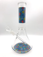 Smoke Station Water Pipe Blue Keith Haring 9mm Thick Water Pipes