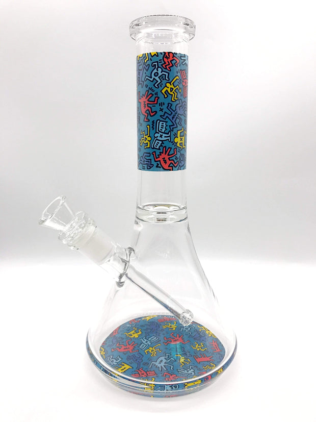 Smoke Station Water Pipe Blue Keith Haring 9mm Thick Water Pipes