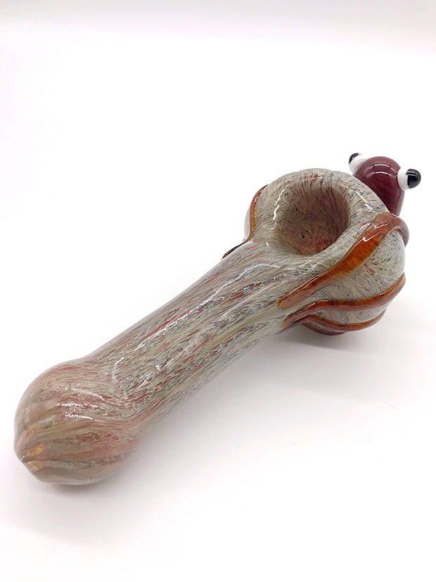 Smoke Station Hand Pipe Large Grey Spoon with Red Octopus Hand Pipe