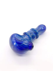 Smoke Station Hand Pipe Blue Large Solid Color Spoon with Streaks Hand Pipe