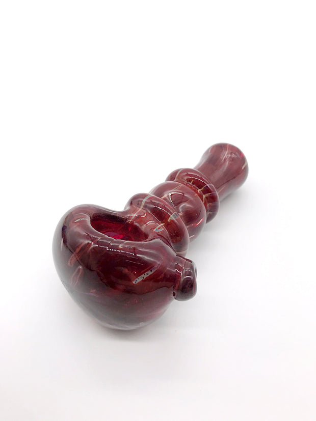 Smoke Station Hand Pipe Red Large Solid Color Spoon with Streaks Hand Pipe
