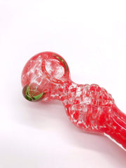 Smoke Station Hand Pipe Red Large Spoon with Crystal-Cut Center