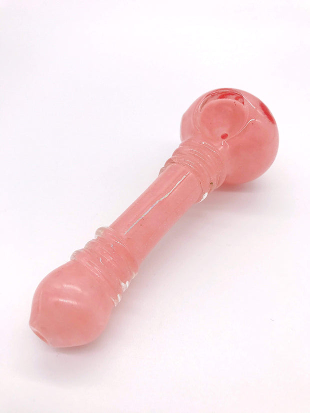 Smoke Station Hand Pipe Large Thick Pink Spoon with Flower Design Hand Pipe