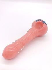 Smoke Station Hand Pipe Large Thick Pink Spoon with Flower Design Hand Pipe