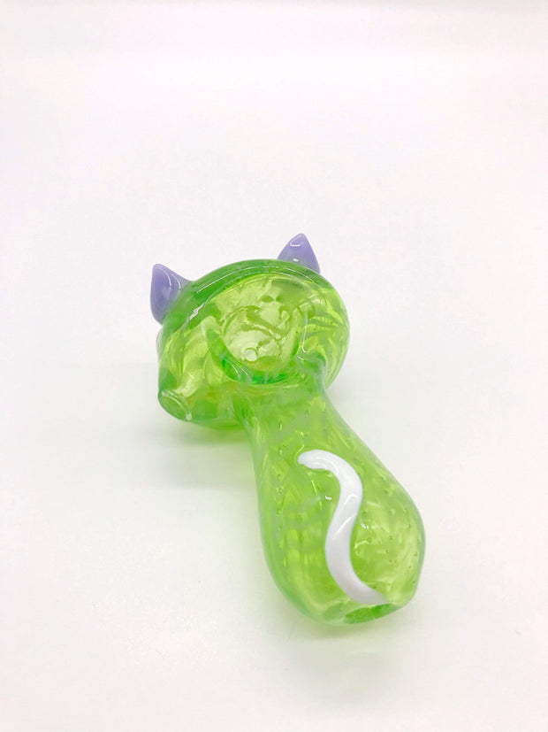 Smoke Station Hand Pipe Lindsey Hoyes Hand-Blown American Animal Face KItty Spoon Hand Pipe