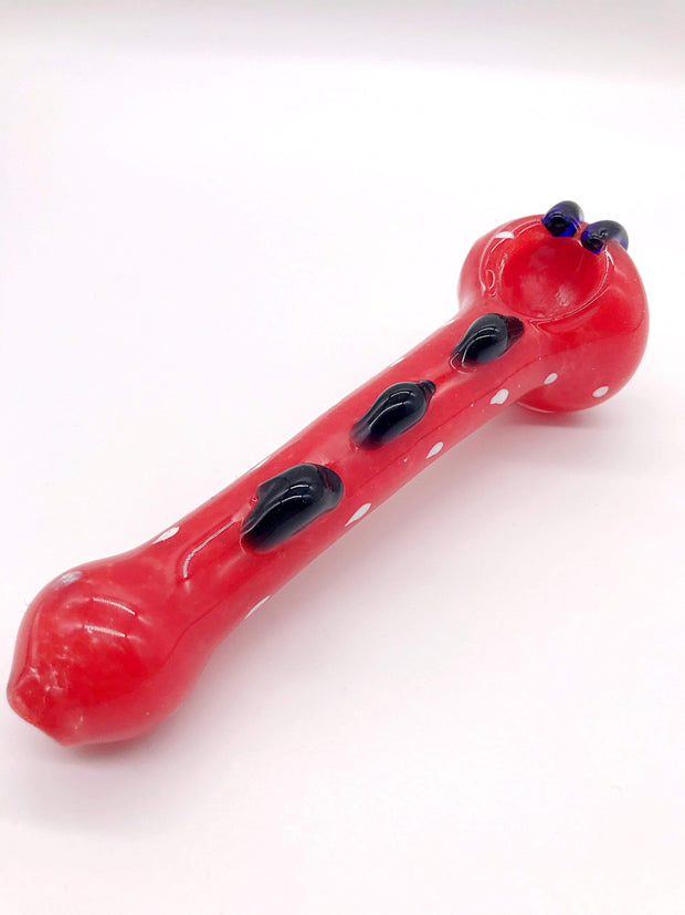 Smoke Station Hand Pipe Red Long Thick Red Spoon with Ridges Hand Pipe