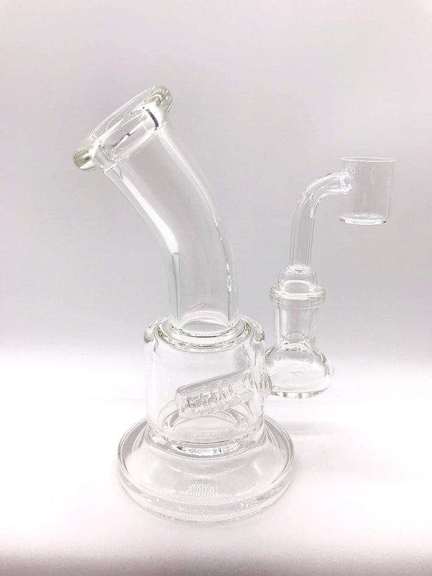 Smoke Station Water Pipe Clear Mini-Inline Bent Banger Hanger Rig with Flared Mouthpiece