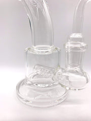 Smoke Station Water Pipe Clear Mini-Inline Bent Banger Hanger Rig with Flared Mouthpiece