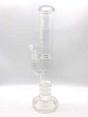 Smoke Station Water Pipe Clear Monark Cobble Perc Triple Stack Water Pipe (14” tall 14mm)
