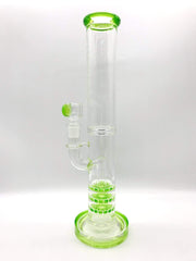 Smoke Station Water Pipe Green Monark Cobble Perc Triple Stack Water Pipe (14” tall 14mm)