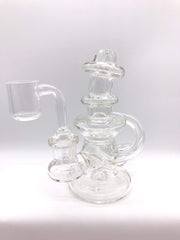 Smoke Station Water Pipe Clear Monark Mini-Cycler Rig with Protruding Flat Mouthpiece