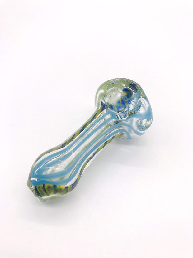 Smoke Station Hand Pipe Multicolored Alternating Stripe Spoon Hand Pipe