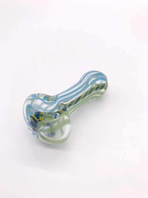 Smoke Station Hand Pipe Blue Multicolored Alternating Stripe Spoon Hand Pipe
