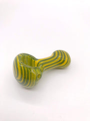Smoke Station Hand Pipe Green Multicolored Alternating Stripe Spoon Hand Pipe