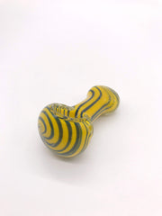 Smoke Station Hand Pipe Yellow Multicolored Alternating Stripe Spoon Hand Pipe