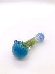 Smoke Station Hand Pipe Blue / Green Multicolored Spoon with Inlaid Corkscrew Hand Pipe