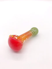 Smoke Station Hand Pipe Red / Orange Multicolored Spoon with Inlaid Corkscrew Hand Pipe