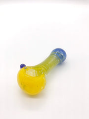 Smoke Station Hand Pipe Yellow / Green Multicolored Spoon with Inlaid Corkscrew Hand Pipe