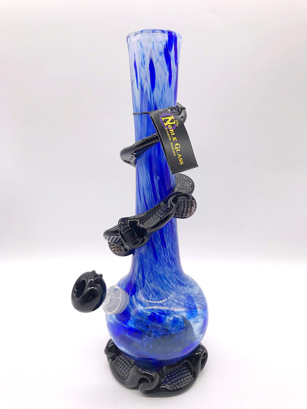 Smoke Station Water Pipe Blue-Base/Black Wrap Noble Glass Heady American Soft Glass Beaker