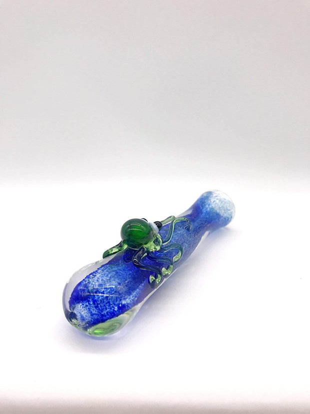Smoke Station Hand Pipe Ocean Blue Octopus riding chillum hand pipe