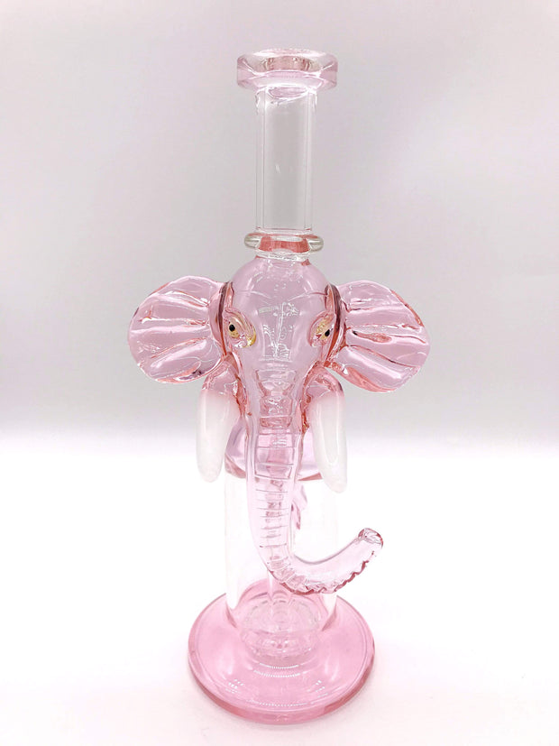 Smoke Station Water Pipe Pink Pink Elephant Rig with UV-Reactive Eyes