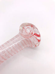 Smoke Station Hand Pipe Pink Spoon with Red Stripes Hand Pipe