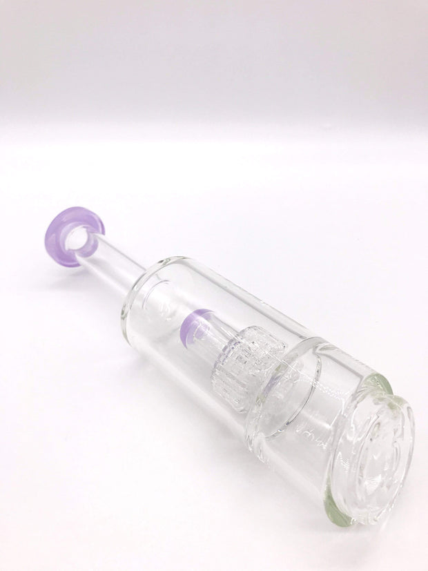 Smoke Station Water Pipe Clear-Purple Puffco Glass Attachment with Matrix Perc